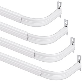 Sawysine 4 Pcs 18 to 28 Inch White Adjustable Curtain Rod Set Heavy Duty Door Curtain Rod Flat Sash Rods Hardware Included for Home Windows Kitchen Bathroom Sidelights