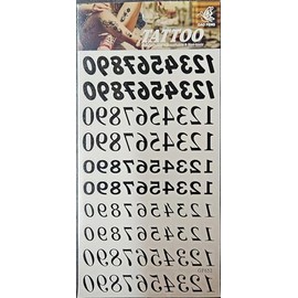 Fat-catz-copy-catz 1x Sheet Unisex Black Numbers Numerical 1-0 Temporary Tattoos For Face & Body or Craft Projects