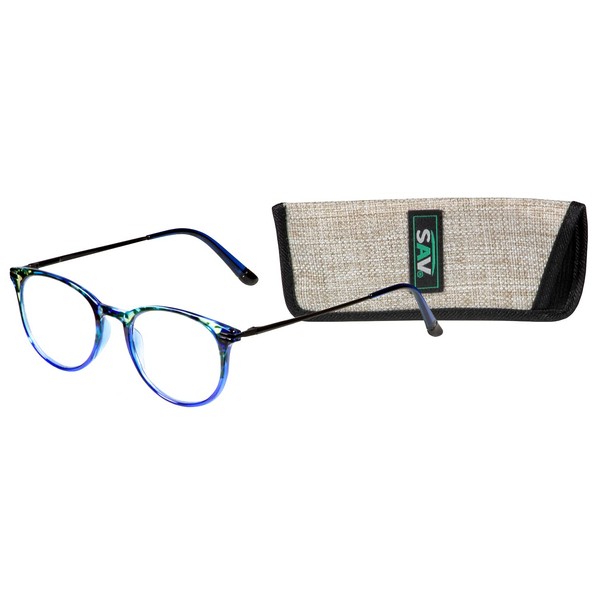 Tri Focus 2307 Round Reading Glasses, Blue Demi, 1.25