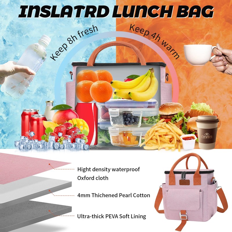 Joymee Insulated Lunch Bag for Women/Men, Waterproof Lunch Box for
