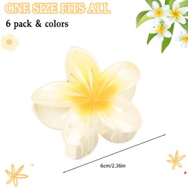 6 Pcs Flower Claw Clips Flower Hair Clip Plumeria Flower Hair Claw Clips Nonslip Flower Claw Clips Strong Hold Hawaiian Claw Clip for Medium Thick Hair Hair Claw Clips for Women and Girls