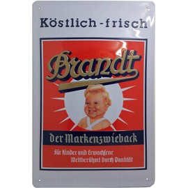 Retro Kitchen Tin Sign Suitable for Brandt Zwieback Lovers, Retro Advertising, Cult Advertising, Door Sign, Wall Sign, High-Quality Embossed, 30 x 20 cm