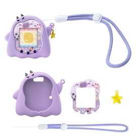 BUBBLELOGUS Silicone Case for Tamagotchi Uni, Soft TPU Protective Cover with Screen Decoration Protector and Adjustable Wrist Strap - Little Devil (Purple)