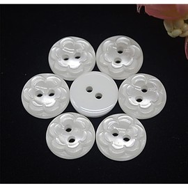 50 botones de resina con estampado de estrella de flores, botón de 2 agujeros para coser álbumes de recortes y manualidades (flor blanca, 12,5 mm)