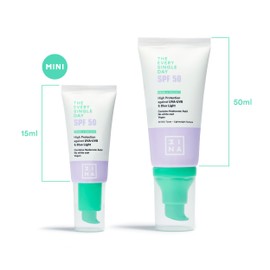 3ina Makeup - The Every Single Day SPF50 (Mini) - Sun Cream Face with Hyaluronic Acid - Sun Cream UVA UVB Rays & Blue Light Sun Protection Face - Travel Size - Vegan - Cruelty Free