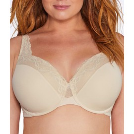 Olga Women's Plus Size Cloud 9 Underwire Contour Bra with Lace, Butterscotch, 44D