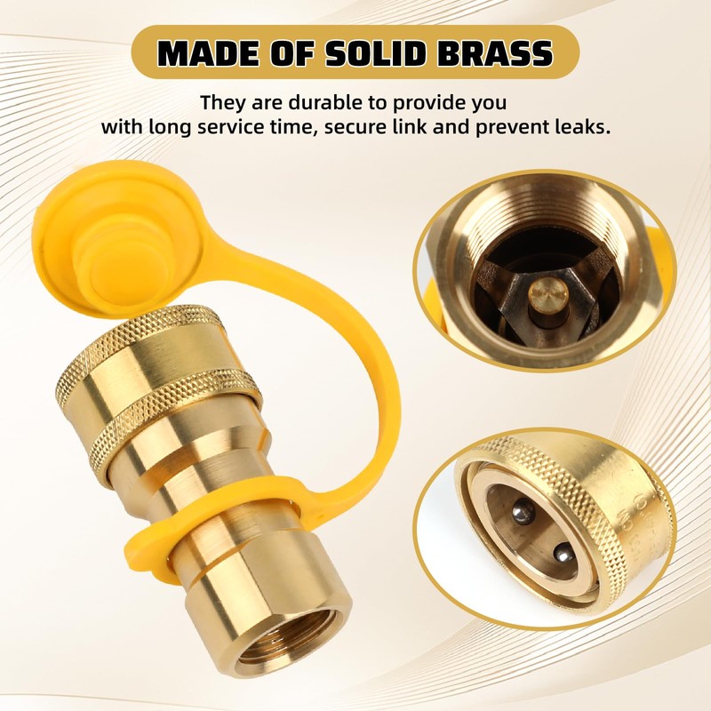 1/2 Inch Gas Quick Connect Kit, 100% Solid Brass Disconnect