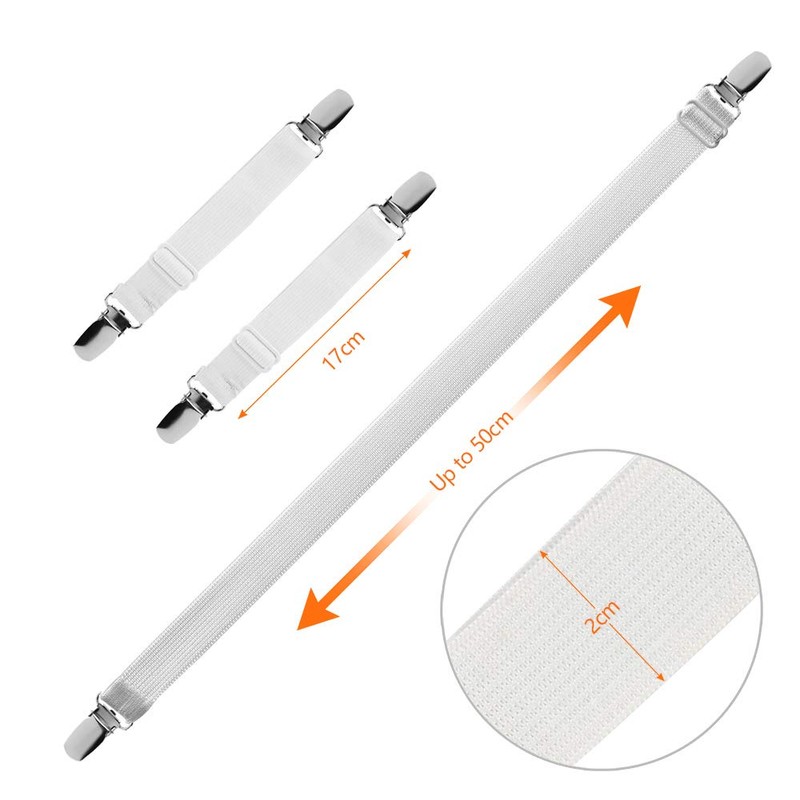 LIHAO 4PCS Adjustable Bed Sheet Clips Elastic Fitted Bed Sheet