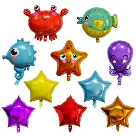 Sea Animal Foil Balloons Ocean Animal Party Decorations Under the Sea Animal Baby Shower Party Supplies Ocean Fish Sea Creature Balloons for Boys Girls Birthday Baby Shower Decorations, 5 Styles