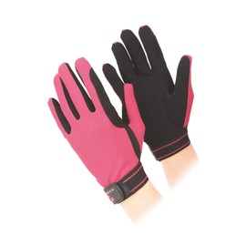 Shires Aubrion Ladies Mesh Horse Riding Gloves in Raspberry Medium, Raspberry