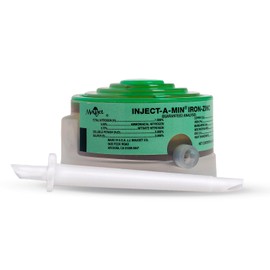 Mauget Inject-A-Min Iron Zinc - 6ml Zinc Sulfate & Iron Supplement for Rapid Greening & Stronger Immunity, Spill-Proof Liquid Fertilizer - Pack of 24 Caps