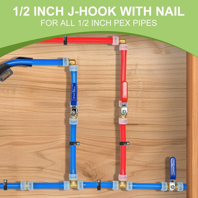 Orianse 50 Pack 3/4 Inch Pex J-Hook with Nails High