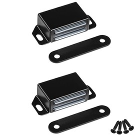 WOOCH Magnetic Door Catch - 30lb High Magnetic Stainless Steel Heavy Duty Catch for Kitchen Bathroom Cupboard Wardrobe Closet Closures Cabinet Door Drawer Latch (2.1 in Black, 2-Pack)