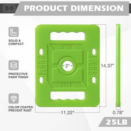 FAGUS H Color Coated Rucking Weights, 2-Inch Cast Iron Rucking Weight for Rucking, Swings, Squat, Deadlift, Solid Cast Iron Weight Plate for Strength Training, Weightlifting, 25LB, Single