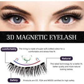 Magnetic Eyelashes Without Eyeliner, Reusable Magnetic Eyelash Kit Dual Magnetic Eyelashes Dual Magnetic Lashes, Magnetic Eyelashes Natural Look Natural and Bushy (16pcs-4pairs）, 16Pieces