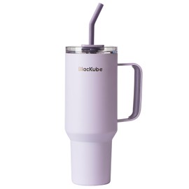 Blackube 1200 ml Drinking Cup with Lid and Straw, Cup with Lid and Straw, BPA-Free, Leak-Proof, Large Metal Drinking Bottle for Sports, School, Fitness, Outdoor, Camping, Lilac Colours