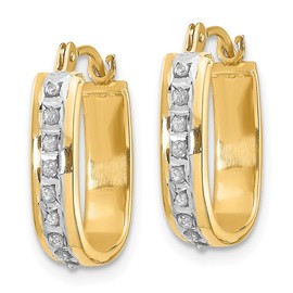 14k Gold Diamond Fascination Squared Hinged Hoop Earrings