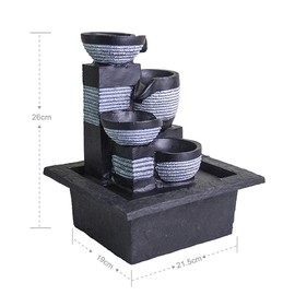 Ferrisland Tabletop Waterfall Fountain - 3-Step Modern Water Fountain with LED Light for Office Desktop Decor