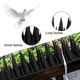 Ephoou 20 Pack Upgraded Irregular Anti Bird Spikes for Outside, 19.68 Ft Bird Squirrel Raccoon Pigeon Cats Animal Spikes for Fences & Roofs 2 Lengths Spikes to Keep Birds Away, Black