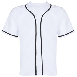 Aumudle Mens Baseball Jersey Blank Plain Button Down Shirts Short Sleeve Hip Hop Hipster Active Team Sports Uniforms S-XXXL White