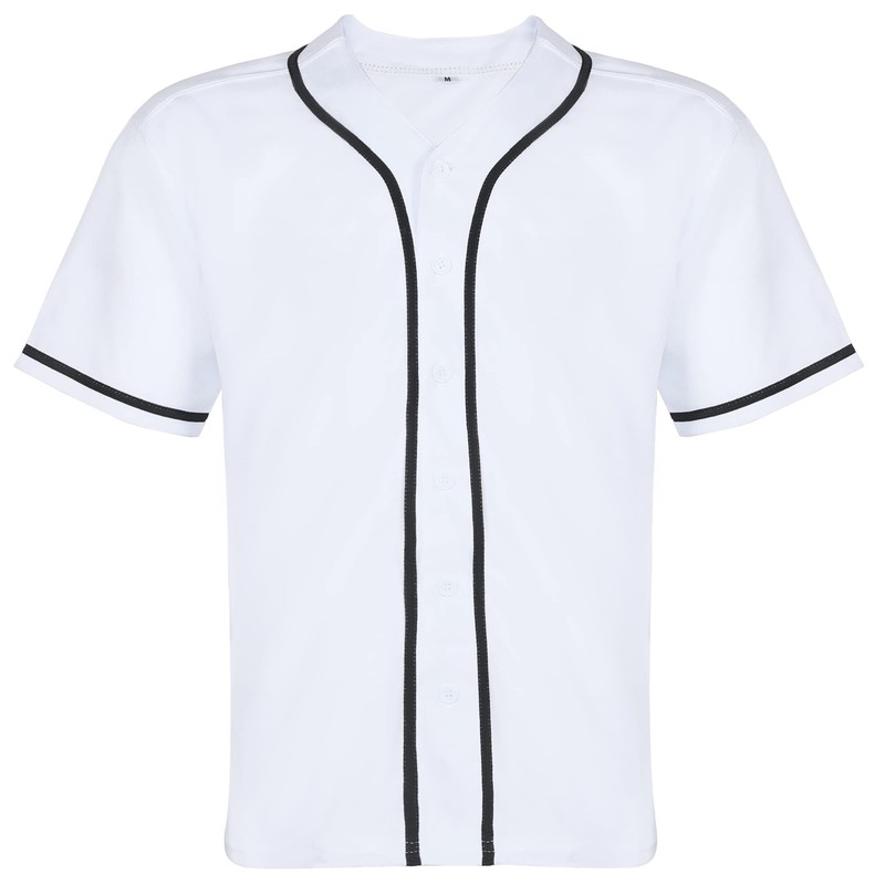 Aumudle Mens Baseball Jersey Blank Plain Button Down Shirts Short