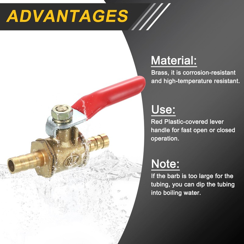uxcell 4Pcs Brass Water Mini Ball Valve Shut Off Switch,