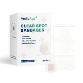 AndicAge 150pcs Adhesive Spot Bandages Waterproof PE Spot Bandages 0.87 Inch Diameter Clear Round Bandage for Wound Care and Small Incisions, 1 Box