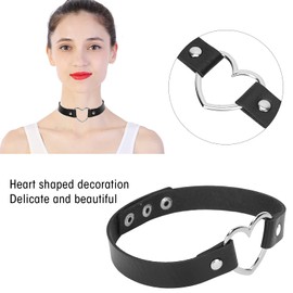 Gargantilla Cuero de PU en Forma de Corazón Collar Ajustable Aleación de Punk Rock Gargantilla en Forma de Corazón Cuero de PU Gargantilla Ajustable de Moda en Cuero para Fiestas Fiestas de(negro)