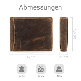 ekavale Men's Buffalo Leather Wallet - Vintage Men's Wallet with RFID Protection - Wallet for Men - Wallet Men for Everyday Use - Landscape Format Wallet, tan, Retro