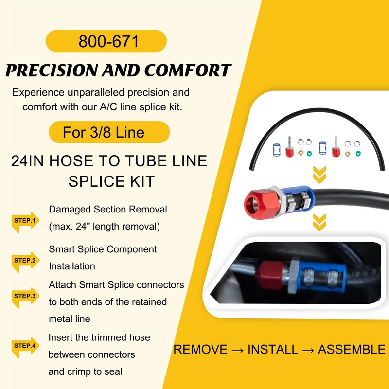 800-671 A/C Line Splice Connector Splicer Coupler Kit for 3/8"