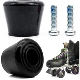 INHEMING 2 Pcs Rubber Roller Skate Toe Stoppers with Screws,Brake Block Stoppers,Roller Quad Skate Toe Stops,Universal Roller Skates Jam Plugs Toe Plugs - Black