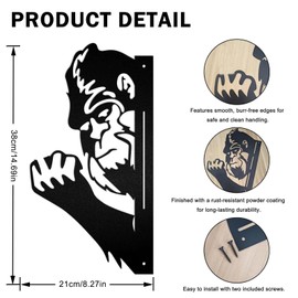 Peak a Boo Flipping Off Bigfoot Animal Metal Sign Art Ornament, Peeping Animal Wall Art Ornament Bigfoot Peeping Around Signs, Finger Peeping Around Signs for Garden Outdoor Home Decoration