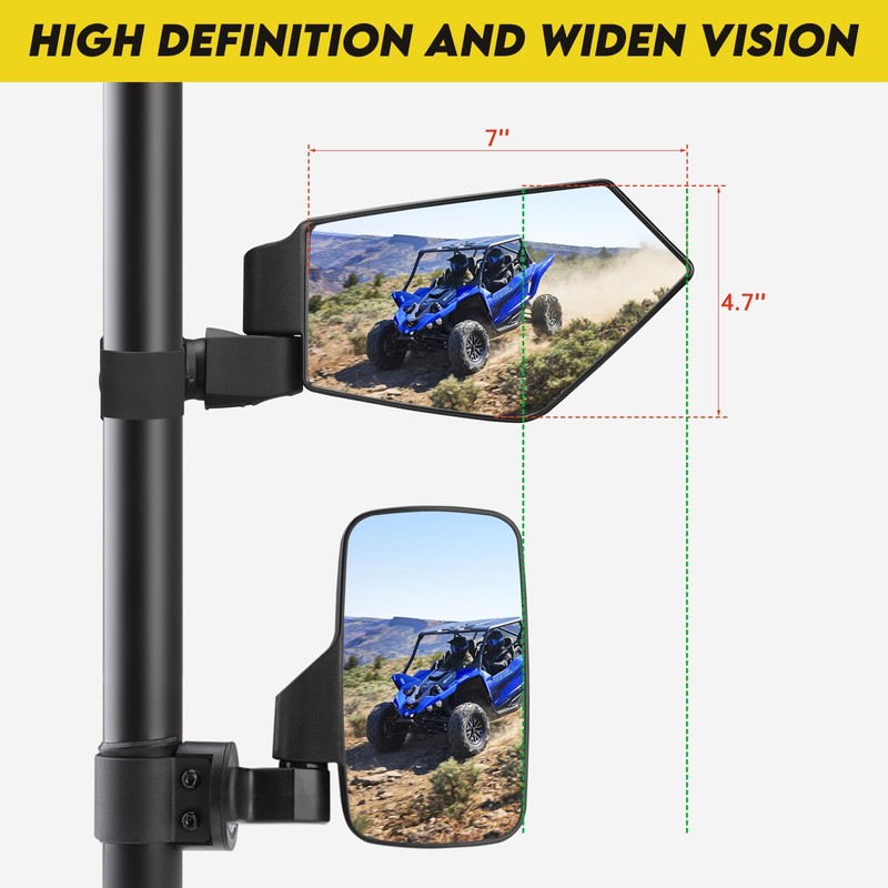 SHEJISI UTV Mirrors,The Spring Back Feature Allows Easy Reset After