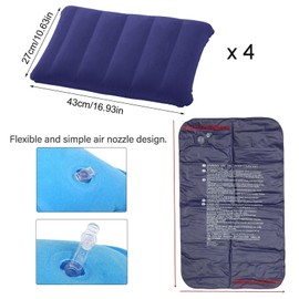 LNGJIN Inflatable Camping Cushion, Pack of 4 Inflatable Cushion, Neck Pillow, Inflatable Beach Cushion, Flocking Pillow, Comfortable Travel Pillow, for Office, Outdoor, Hiking, Beach Holiday, Camping