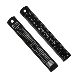 PATIKIL 15cm/6" Metal Ruler, 2 Pack Aluminum Alloy Rulers with Centimeters, Millimeters, Inches and Conversion Table Straight Edge Ruler for Writing Machinist Drafting, Black