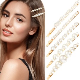 5 Pieces Artificial Pearl Hair Clips Cute Artificial Pearl Hair Pins Elegant Faux Pearl Hair Clip Bridal Hair Accessories for Women Girls