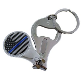 JumpingLight USA Thin Blue Line 3 in 1 Key Chain Ring Nail Clippers Bottle Opener