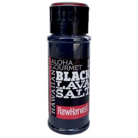 RawHarvest Hawaiian-Style Black Lava Coarse Salt 15oz with adjustable Refillable Grinder.