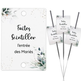 COLOFALLA Pack of 50 Wedding Labels Sparkler Signs in French Pendant Favours Wedding Decoration Gift Tags (B)