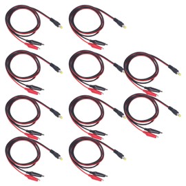 DC to Dual Test Clip Cable Copper Core Electrical Test Power Adapter Wire for Battery Charging 3.3ft 10pcs DC Male
