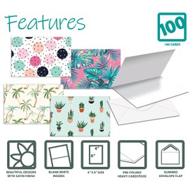 Better Office Products 100-Pack All Occasion Greeting Cards, Assorted Blank Note Cards, 4 x 6 inch, 6 Cute & Fun Mixed Designs, Blank Inside, with Envelopes, 100 Pack