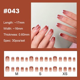 【NEW ARRIVALS!】 Press on Nails French Tip Bling Coffin Short Almond Fake Nails with Designs Glue on Nails Long Glossy Gradient Medium False Nails Reusable Full Cover Thick Nail Acrylic Stick on Nails for Women Girls 24 Pcs:_043