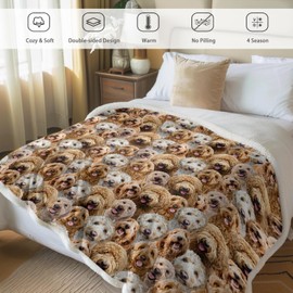 BlessLiving Cockapoos Fleece Blanket Fuzzy Dogs Blanket for Kids Adults Cute Puppy Cockapoos Throw Blanket Puppy Dog Animal Pattern Sherpa Throw Travel/Single (Cockapoos Gifts for Women,130x150cm)