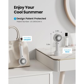 Gaiatop Mini Portable Fan, Small and Powerful, Cute Design 3 Speed Personal Handheld fan and Desktop with Base, Lightweight USB Rechargeable for Travel Lash Makeup Girl Women Summer Gift White