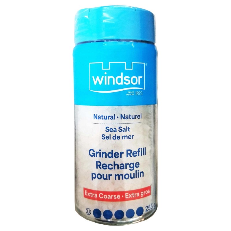Windsor Natural Sea Salt, Grinder Refill, Extra Coarse, 255g/8.9 oz.,