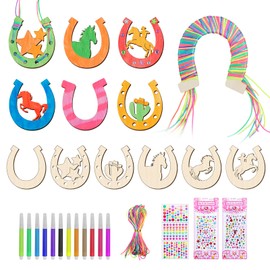 BAPHILE 26Pcs Wooden Horseshoes Cutout for Crafts，Unfinished Wood Discs Slices Horseshoe Shape Wooden Arts and Crafts,Coloring Wood Horseshoe Ornaments for Art Activity Birthday Party Favors