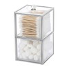 Hipiwe Glass Qtip Dispenser Holder with Lid, 2 Tiers Stackable