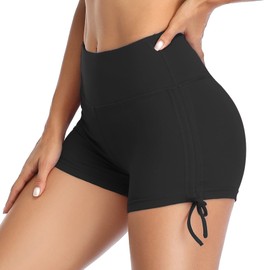 VUTRU Women's Swimming Shorts Short High Waist Swimming Trunks Quick Drying Swimming Shorts Yoga Pants Yoga Leggings, black