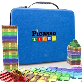 PicassoTiles Toy Carry Case Storage Box Organizer Portable Travel Bag in Water Resistant Oxford Cloth for Kids Magnetic Tiles STEM Construction Block Sets Accessories Character Action Figures PTA101