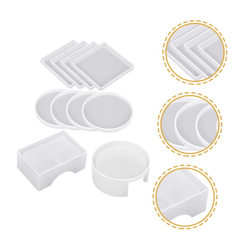 TEHAUX 1 Set Coaster Mold for Epoxy Resin Flexible and